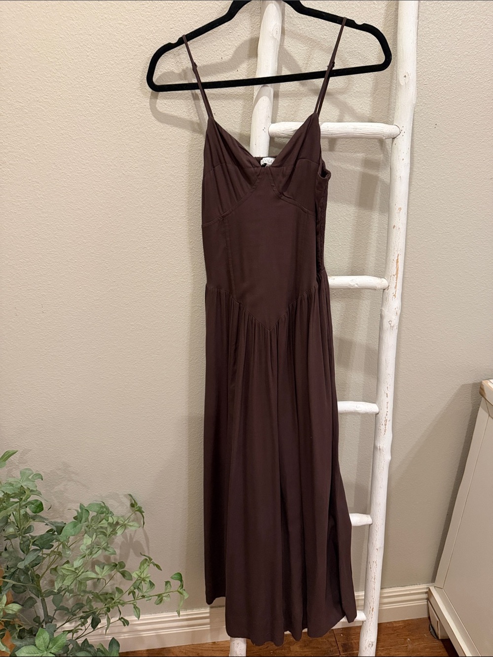 Patrons of Peace Brown Spaghetti-Strap Maxi Dress